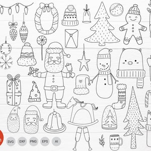 37 Christmas Bundle SVG For Cut File,Animal, Christmas Tree,ornaments Doodle,hand drawn,Cartoon, svg,dxf,png,eps, cricut Silhouette,Cameo