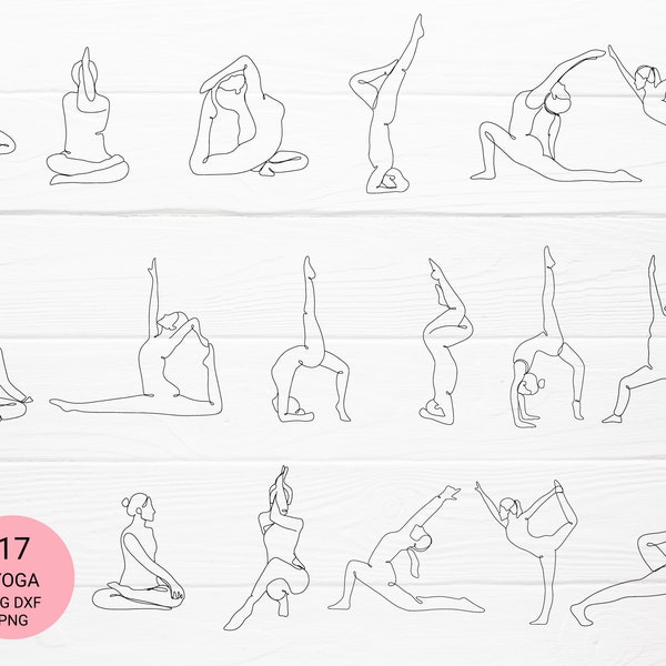 17 Yoga bundle svg one line outlin  SVG clipart For Cut file yoga logo, sign, doodle hand drawn style,svg,png,eps, for cricut