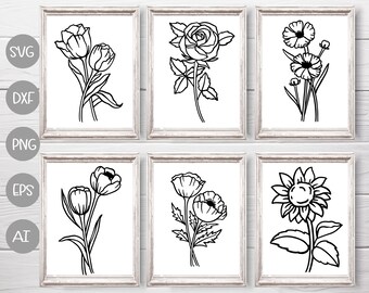 Flower SVG Cut files, Rose svg file, Bouquet svg Floral Svg, Sunflower svg file for cricut