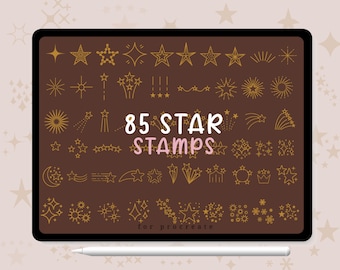 85 Star Procreate Stamps, Brushset,Star,procreate sparkle, glitter brush for Procreate, Digital Download