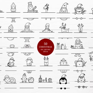 50 Christmas bundle, christmas tree Cut file SVG For Text  animal hand drawn style,svg,dxf,png,eps, for cricut Silhouette,Cameo