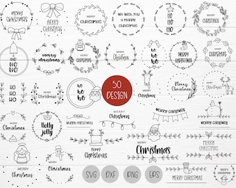 50 Christmas wreath svg bundle with text, border,floral cut file, santa,doodle,merry christmas, drawn,svg,dxf for cricut Silhouette,Cameo