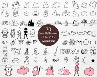 70 Cute Halloween SVG Bundle For Cut FIle, Cricut,Halloween Clipart , Hand Drawn Style,svg,dxf,png,eps, for cricut Silhouette,Cameo