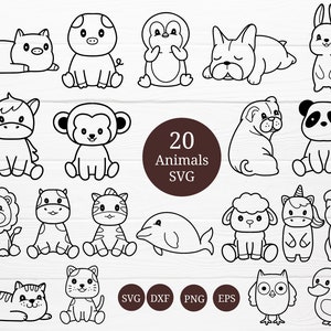 20 Animals Bundle SVG For Cut file, animal hand drawn style,svg,dxf,png,eps, for cricut Silhouette,Cameo