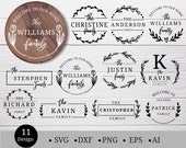 Family last name svg for cut file,farmhouse wreath svg,dxf,png,eps,ai,family svg,monogram svg, leaves hand drawn,for Silhouette,Cameo,cricut