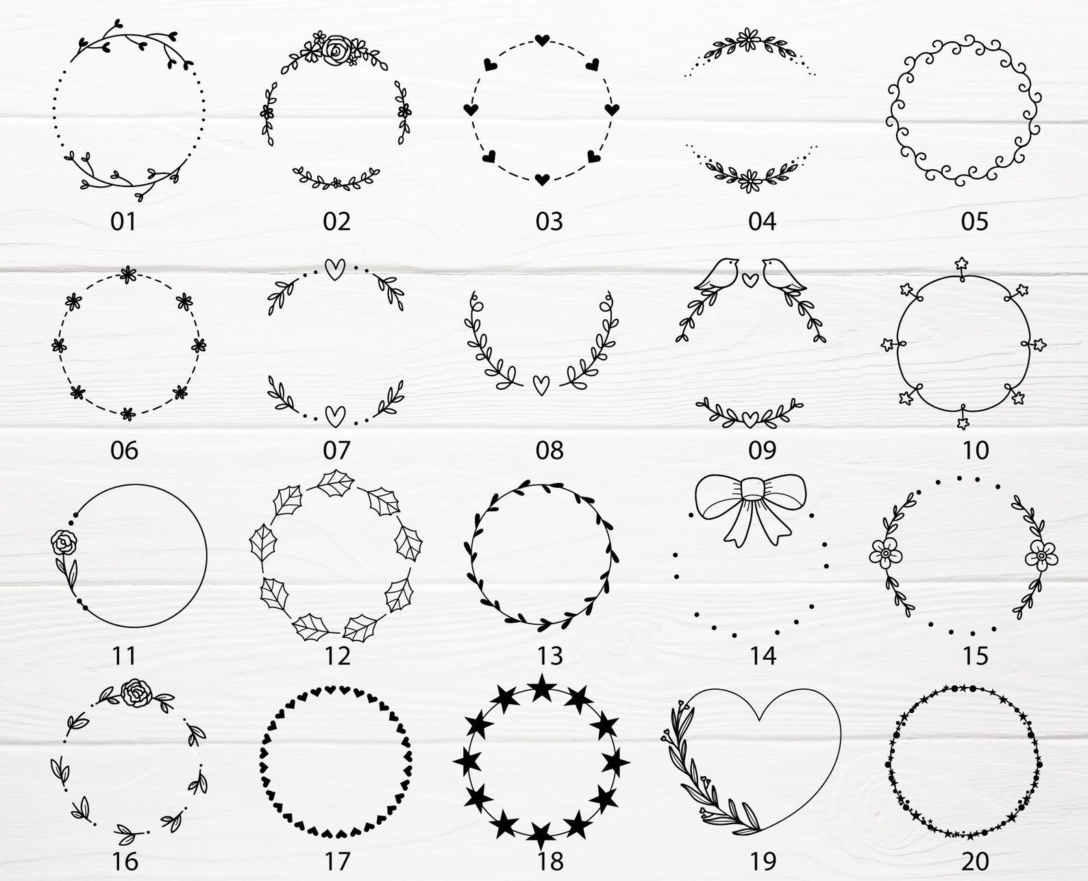 20 SVG Laurel Wreaths Bundle for Cut File,circle Border Wreath Svg ...
