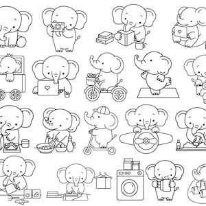 20 Elephant Cartoon Bundle SVG For Cut file, animal hand drawn,charecter cartoon, kawaii, doodle,for cricut Silhouette,Cameo