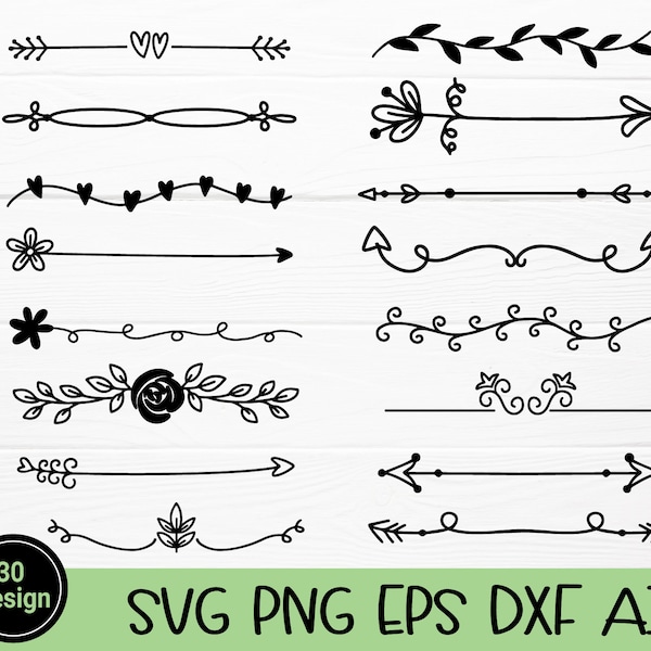 30 Floral Border and Arrow Bundle SVG, DXF,PNG, Dateien für Cricut Silhouetten, Easy Cut, Sofort Download