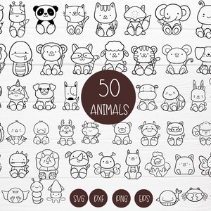 50 Animals Bundle SVG For Cut file, animal hand drawn style,svg,dxf,png,eps, for cricut Silhouette,Cameo