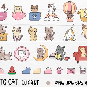 Colección de pegatinas de gatos dibujadas a mano de garabatos