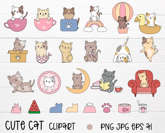 Cat cartoon vector icon, cute and kawaii cats vector illustrations