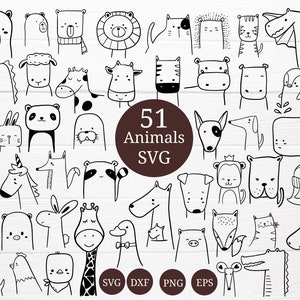 51 Animals Bundle SVG For Cut file, animal hand drawn style,svg,dxf,png,eps, for cricut Silhouette,Cameo