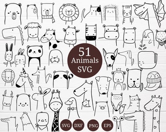 51 Animals Bundle SVG For Cut file, animal hand drawn style,svg,dxf,png,eps, for cricut Silhouette,Cameo