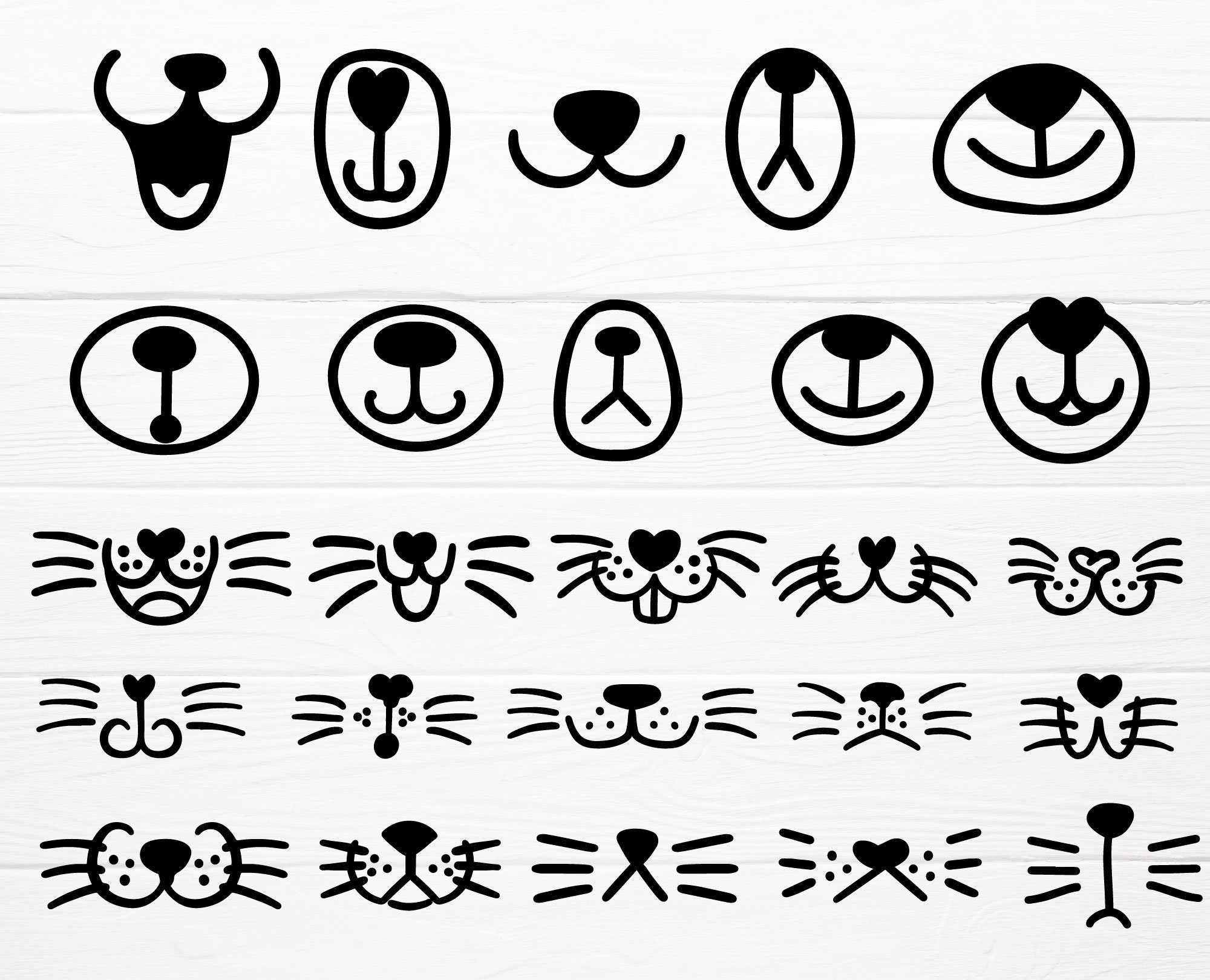 Cute Face Svg Bundle Face Mask Svg Mouth Animal Svg Etsy