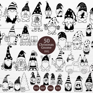 50 Weihnachten Gnom Bundle SVG für Cut File, Weihnachten Doodle, handgezeichnet, Cartoon, svg,dxf,png,eps, für Cricut Silhouette, Cameo