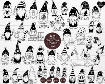 50 Christmas Gnome Bundle SVG For Cut File,Christmas Doodle, hand drawn,Cartoon, svg,dxf,png,eps, for cricut Silhouette,Cameo