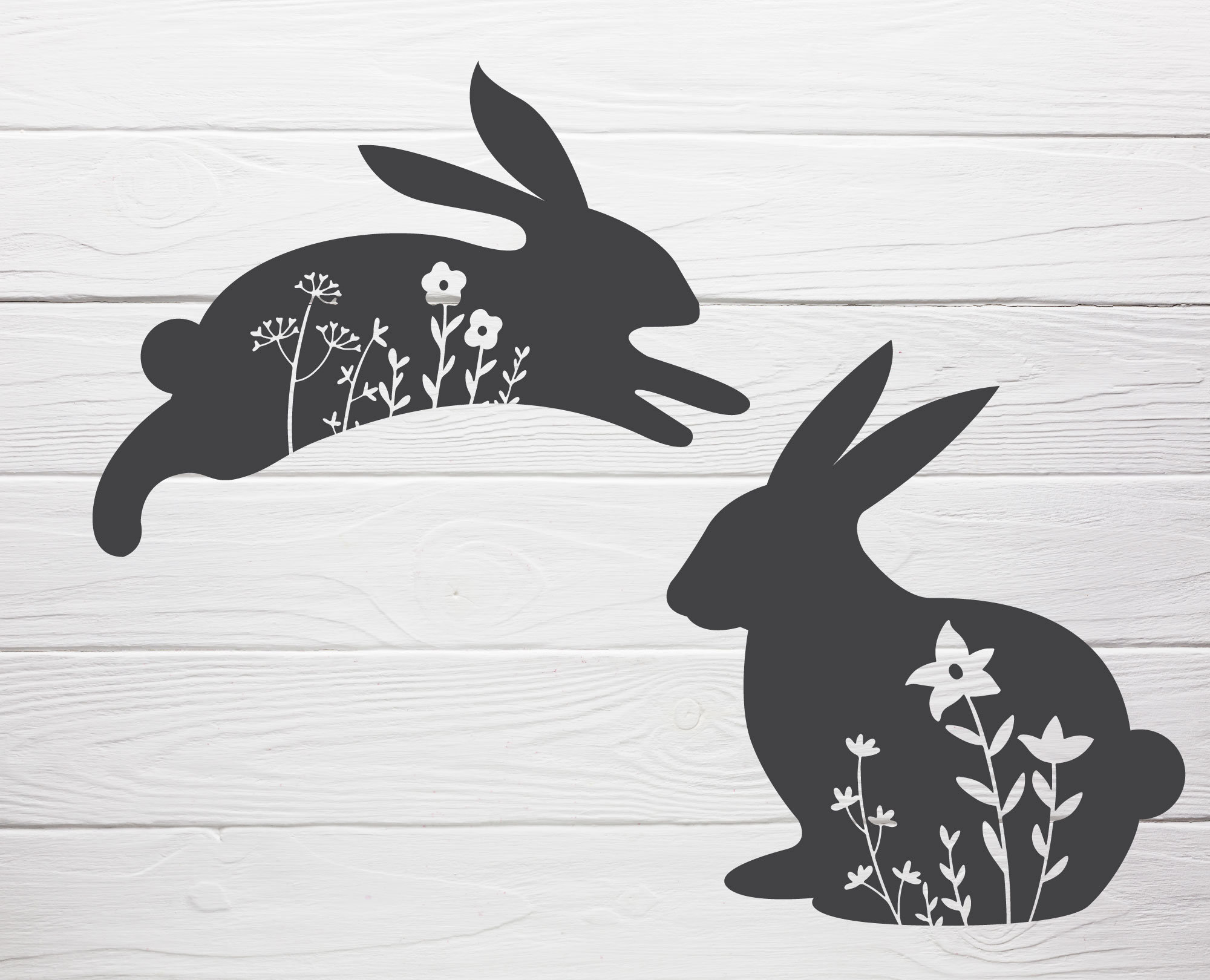 Floral Bunny SVG Bundle Cut File,circut, Bunny With Flower, Easter ...