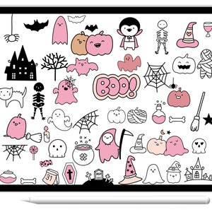 70 leuke Halloween Procreate Stamp Brushes Doodle en handgetekende stijl voor procreate