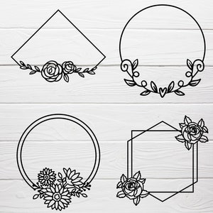 Floral Frames Bundle Svg Cut File,cutting File,flower Border,geometric ...