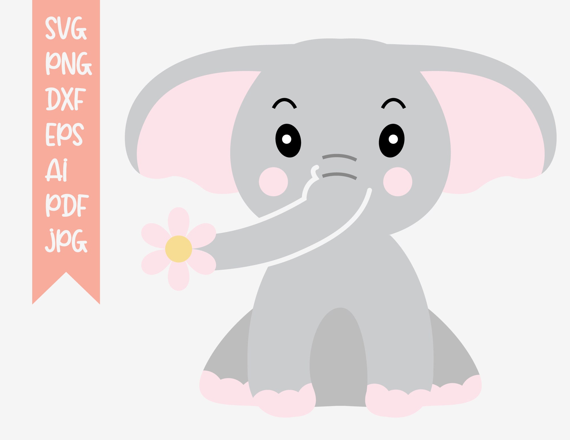 Cute baby elephant cartoon SVG cut file pngepsaipdfjpe | Etsy