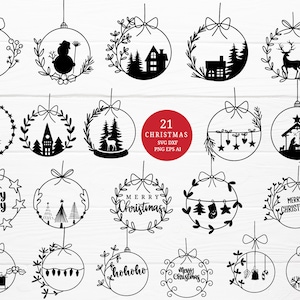 21 Christmas wreath svg bundle with text christmas tree border,floral cut file,doodle,merry christmas, drawn dxf for cricut Silhouette,Cameo