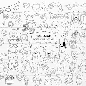 70 Valentine's Day svg Bundle For Cut file,Love, cute animal,element svg , Doodle, hand drawn,Cartoon, svg,dxf,for cricut Silhouette,Cameo