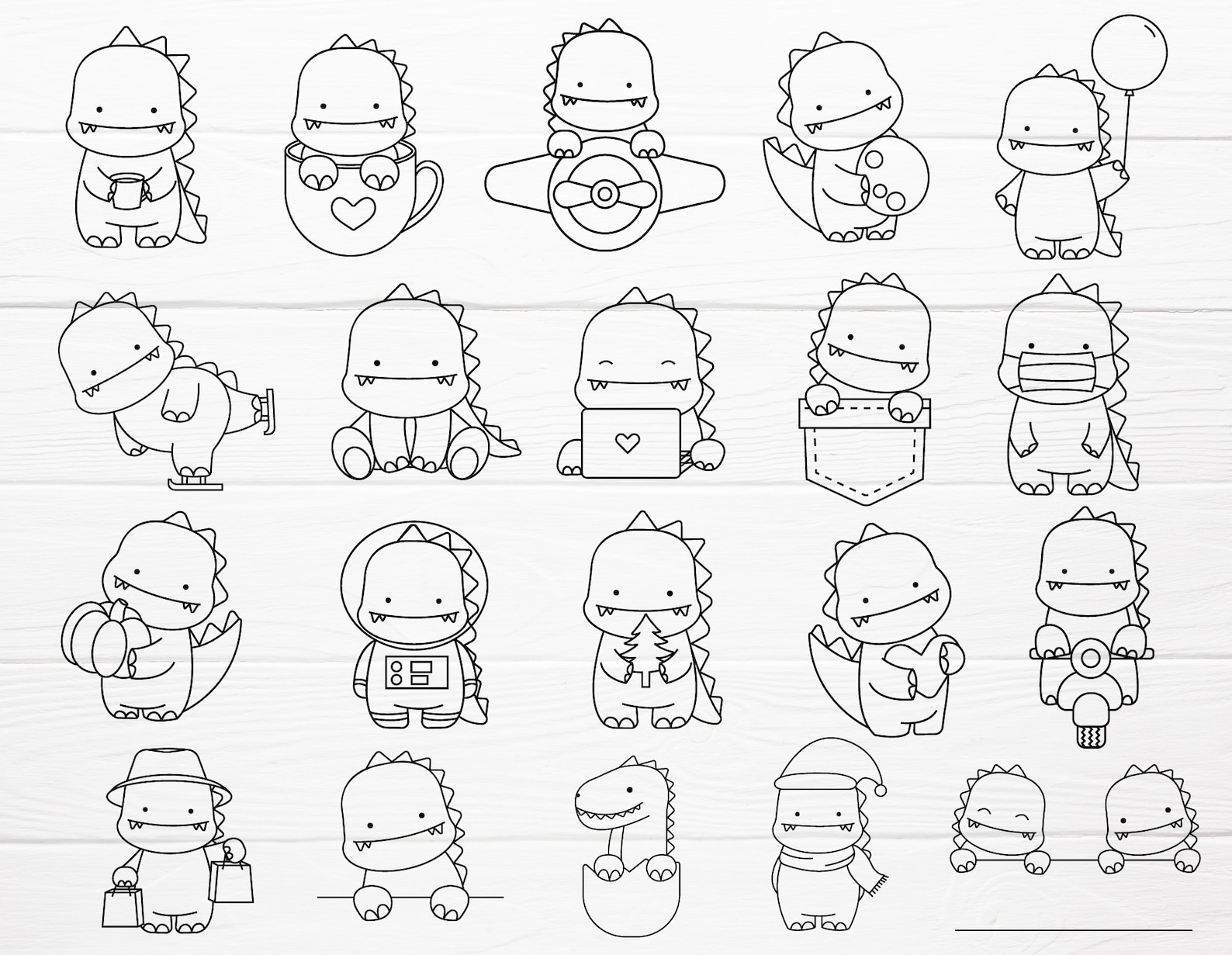 20 Cute Dinosaur SVG Bundle Cut File , Cute Animal, Cartoon, Christmas ...