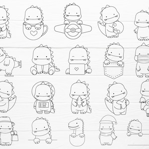 20 Cute Dinosaur SVG Bundle Cut File , Cute Animal, Cartoon, Christmas ornaments,Outline, Doodle,Hand Drawn, Silhouette,Cricut