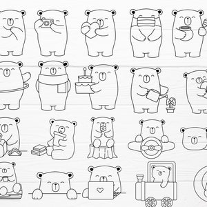 20 Bear Cartoon Bundle SVG For Cut file, animal hand drawn,charector cartoon,cute cat, doodle,for cricut Silhouette,Cameo