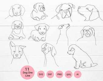 Hund enrads svg-paket för klippfil, djuraffär, söt hund, djurtecknad kontur, handritad stil, svg, dxf, png, eps, Cricut Silhouette, Cameo