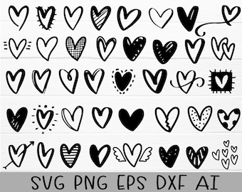 Heart Svg Bundle Cut File, Hearts Svg, Valentine Days Svg,Heart Icons, Doodle Svg, Heart for cricut,Heart dxf,