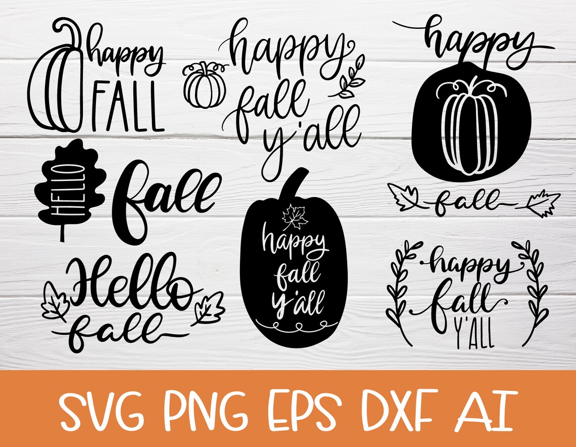 Fall Dxf 20+ SVG,PNG,DXF Fall Bundle, for Cricut or Silhouette Hand Drawn Style ...