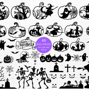 60 Halloween Pumpkin Bundle Svg Cut file Pumpkins Halloween Pumpkin Laser Halloween svg Glowforge Halloween Clipart svg dxf png for cricut