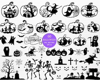 60 Halloween Pumpkin Bundle Svg Cut file Pumpkins Halloween Pumpkin Laser Halloween svg Glowforge Halloween Clipart svg dxf png for cricut