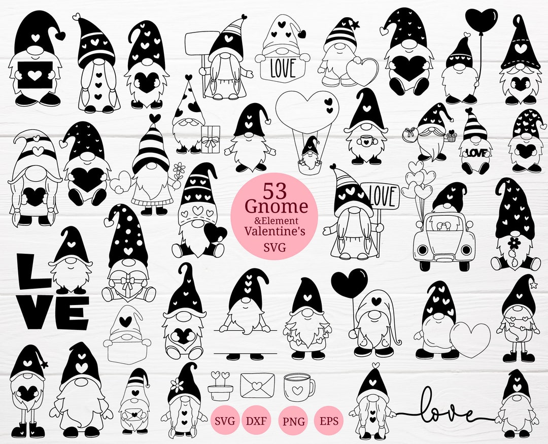 53 Gnome Valentine's Svg Bundle for Cut File,love Svg Bundle,cricut ...