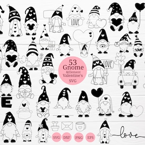 53 Gnome Valentine's Svg Bundle For Cut File,Love Svg Bundle,cricut,Cartoon,Hear Svg,Clip art,for cricut Silhouette,Cameo