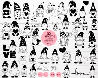 53 Gnome Valentine&#39;s Svg Bundle For Cut File,Love Svg Bundle,cricut,Cartoon,Hear Svg,Clip art,for cricut Silhouette,Cameo