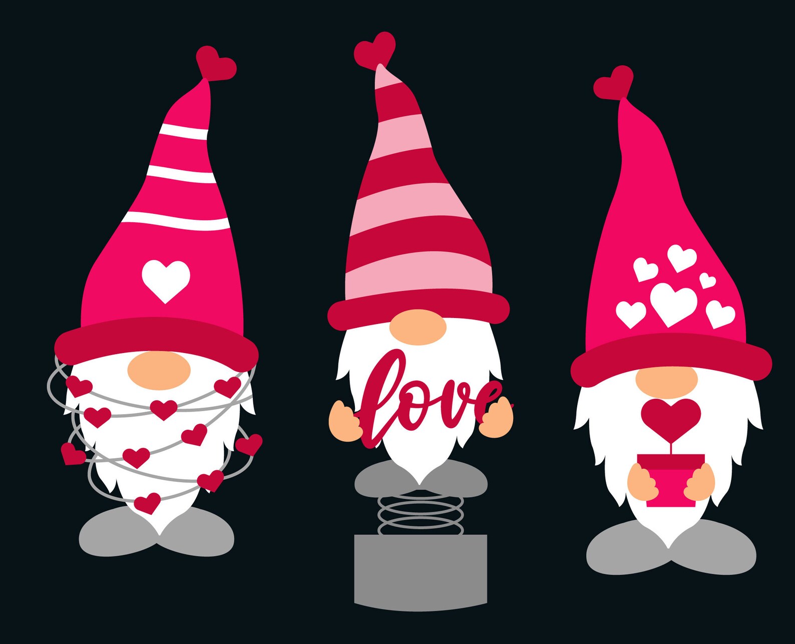 Valentine gnomes svg bundle gnomes svg cut file heart svg  etsy