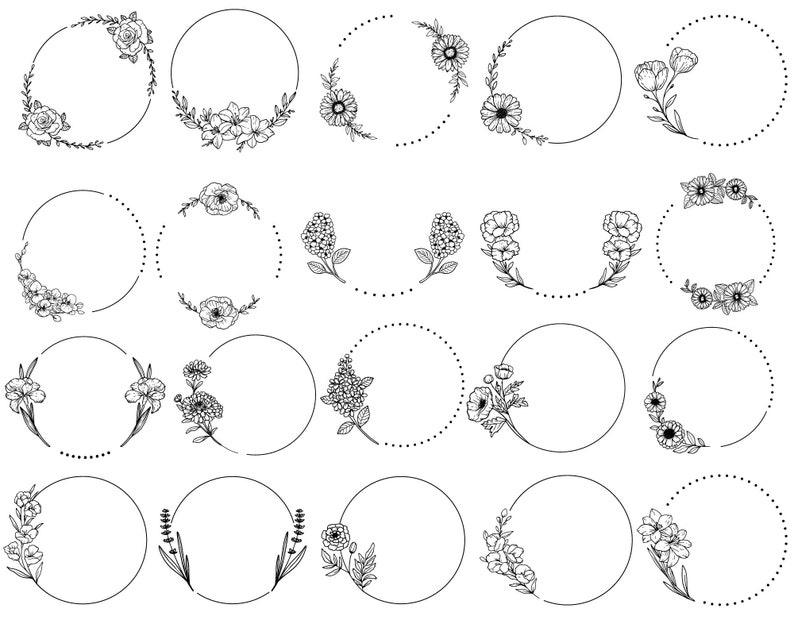100 Wreath Flower Procreate Stamps Brush Brush Set Abstract Doodle,hand ...