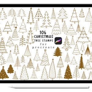 Peut inclure: 106 tampons de Noël dessinés à la main pour Procreate. Les tampons sont en noir et blanc et présentent une variété de styles, y compris simple, fantaisiste et traditionnel.