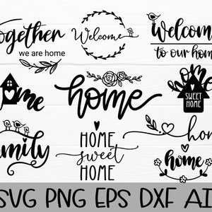 Home Sweet Home, Willkommen in unserem Haus, Willkommen in unserem Haus, Willkommen, SVG-Schnittdatei für Cricut und Silhouette