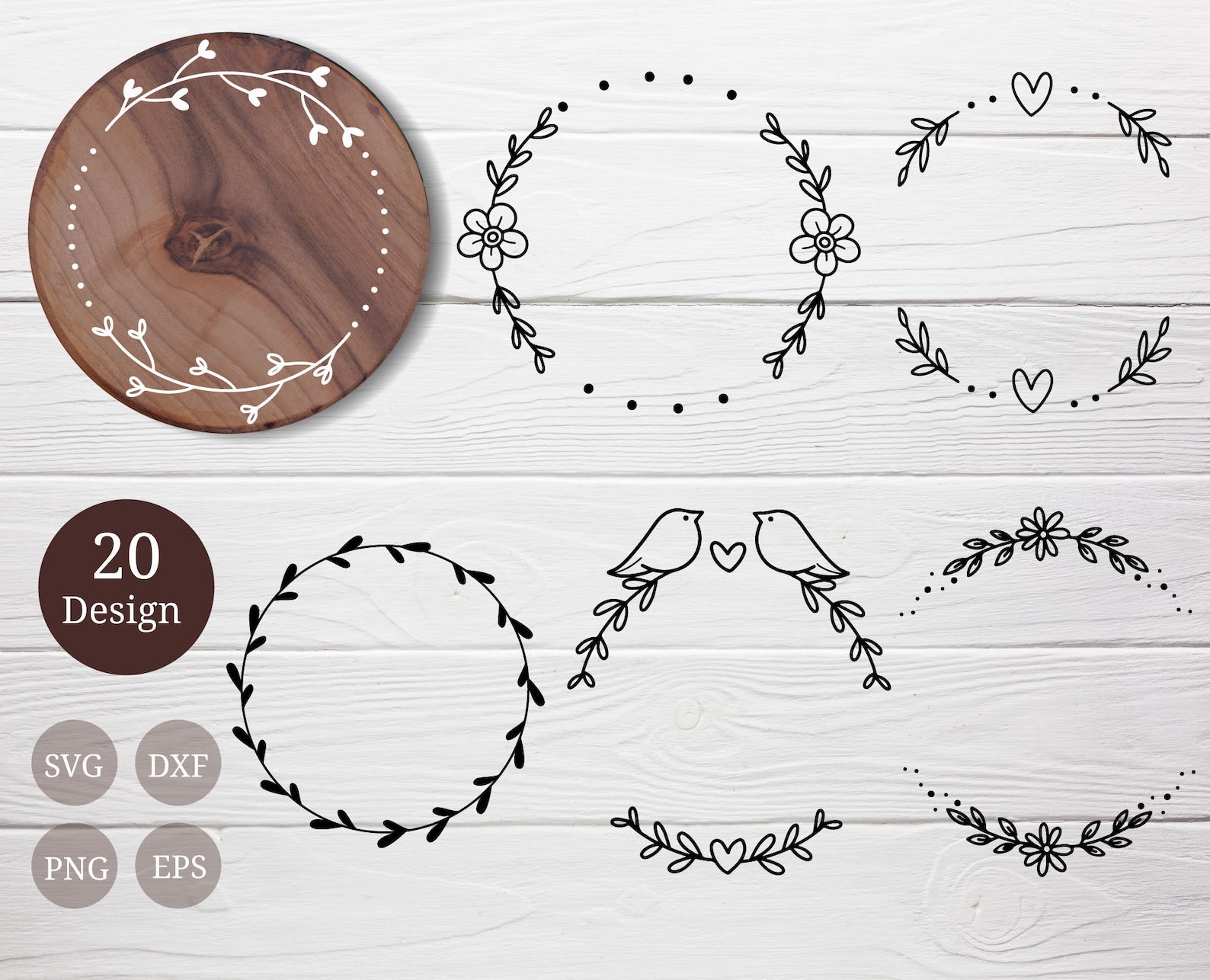20 SVG Laurel Wreaths Bundle for Cut File,circle Border Wreath Svg ...