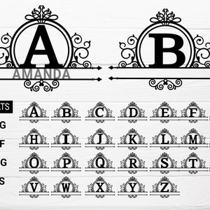 Split Monogramm SVG, geteilte Schrift, Buchstabe SVG, geteilte Monogramm Buchstaben, Schrift für Cricut, Buchstabe für Schnittdatei, Luxusschrift,