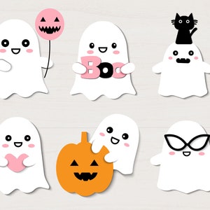 Geister Cartoon SVG Schnittdatei, Halloween Cartoon Kunst für Cricut Silhouette, Cameo