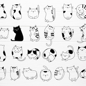 25 Cat Cartoon Bundle SVG For Cut file, animal hand drawn,charector cartoon,cute cat, doodle,for cricut Silhouette,Cameo