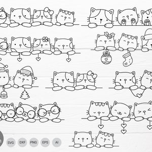 Cat Cartoon Bundle SVG Christmas, valentine, For Cut file, animal hand drawn,charector cartoon,cute cat, doodle,for cricut Silhouette,Cameo