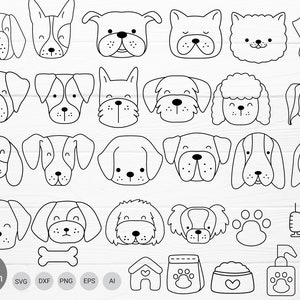 31 Face dog cartoon bundle SVG For Cut File,Animal, dog clip art, outline, cricut Silhouette,Cameo
