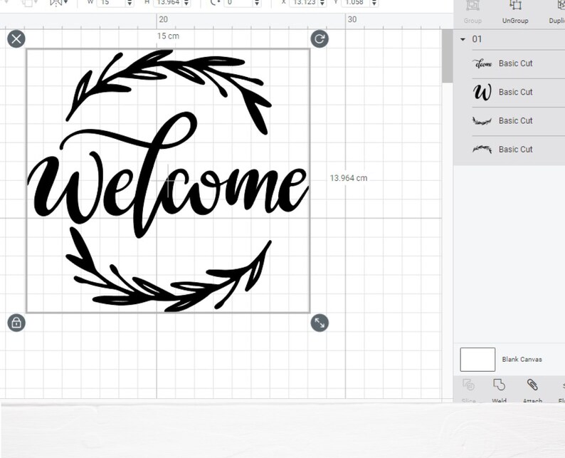 May include: A black and white welcome sign with a wreath of leaves around the word "welcome".