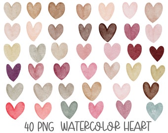 Aquarelle coeur bundle pour la Saint-Valentin, clip art, fichier PNG