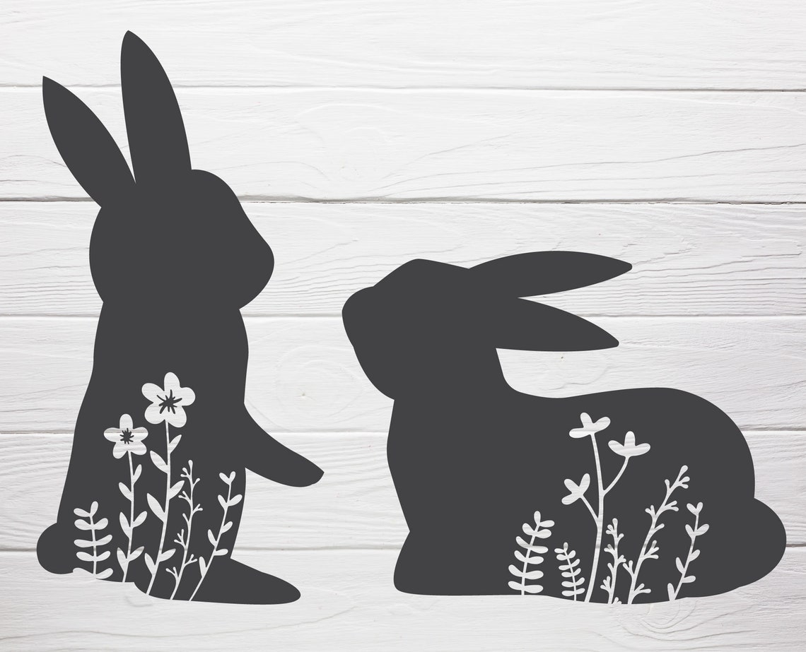 Floral Bunny SVG Bundle Cut File,circut, Bunny With Flower, Easter ...